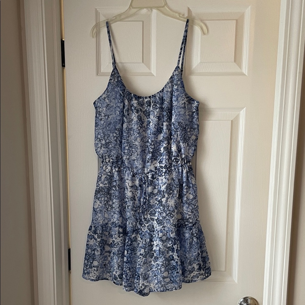 Express Blue and White Patterned Romper